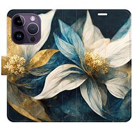 iSaprio flip pouzdro Gold Flowers pro iPhone 14 Pro - Phone Cover