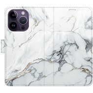iSaprio flip pouzdro SilverMarble 15 pro iPhone 14 Pro - Phone Cover
