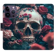 iSaprio flip pouzdro Skull in Roses 02 pro iPhone 14 Pro - Phone Cover