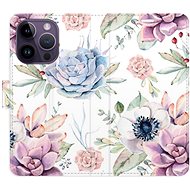 iSaprio flip pouzdro Succulents Pattern pro iPhone 14 Pro - Phone Cover