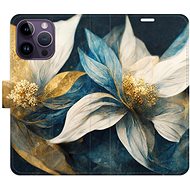 iSaprio flip pouzdro Gold Flowers pro iPhone 14 Pro Max - Phone Cover
