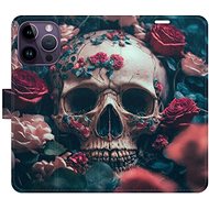 iSaprio flip pouzdro Skull in Roses 02 pro iPhone 14 Pro Max - Phone Cover