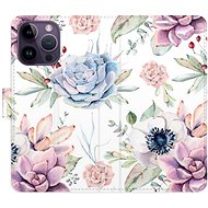 iSaprio flip pouzdro Succulents Pattern pro iPhone 14 Pro Max - Phone Cover
