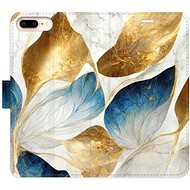 iSaprio flip pouzdro GoldBlue Leaves pro iPhone 7 Plus - Phone Cover