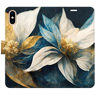 iSaprio flip pouzdro Gold Flowers pro iPhone X/XS - Phone Cover