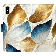 iSaprio flip pouzdro GoldBlue Leaves pro iPhone X/XS - Phone Cover