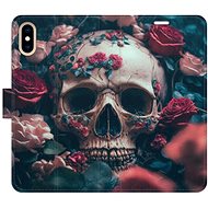 iSaprio flip pouzdro Skull in Roses 02 pro iPhone X/XS - Phone Cover
