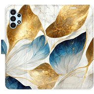 iSaprio flip pouzdro GoldBlue Leaves pro Samsung Galaxy A13 / A13 5G - Phone Cover