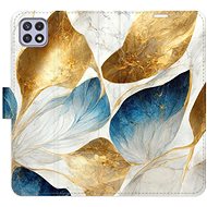 iSaprio flip pouzdro GoldBlue Leaves pro Samsung Galaxy A22 5G - Phone Cover