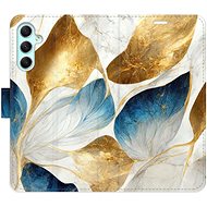 iSaprio flip pouzdro GoldBlue Leaves pro Samsung Galaxy A34 5G - Phone Cover