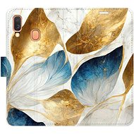 iSaprio flip pouzdro GoldBlue Leaves pro Samsung Galaxy A40 - Phone Cover