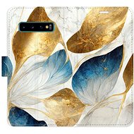 iSaprio flip case GoldBlue Leaves for Samsung Galaxy S10 - Phone Cover