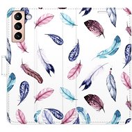 iSaprio flip pouzdro Colorful Feathers pro Samsung Galaxy S21 - Phone Cover