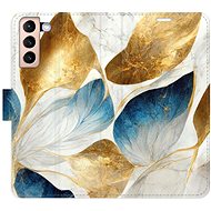 iSaprio flip pouzdro GoldBlue Leaves pro Samsung Galaxy S21 - Phone Cover