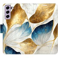 iSaprio flip pouzdro GoldBlue Leaves pro Samsung Galaxy S21 FE 5G - Phone Cover