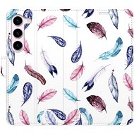 iSaprio flip pouzdro Colorful Feathers pro Samsung Galaxy S23 5G - Phone Cover