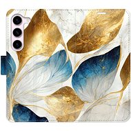 iSaprio flip case GoldBlue Leaves for Samsung Galaxy S23 5G - Phone Cover