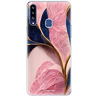 iSaprio Pink Blue Leaves pro Samsung Galaxy A20s - Phone Cover