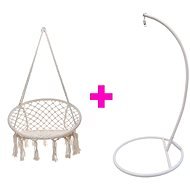 IWHome Hanging armchair AMBROSIA beige + stand ERIS white IWH-10190002 + IWH-10260001 - Hanging Chair