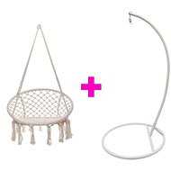 IWHome Hanging armchair AMBROSIA beige + stand ERIS white IWH-10190002 + IWH-10260001 - Hanging Chair