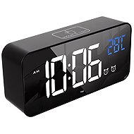 Izoxis 24736 Multifunction mirror clock with alarm and thermometer black - Alarm Clock