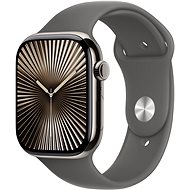 Apple Watch Series 10 42mm Cellular Natural Titanium Case with Stone Grey Sport Band - S/M - Smart Watch