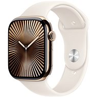 Apple Watch Series 10 42mm Cellular Gold Titanium Case with Starlight Sport Band - M/L - Smart Watch