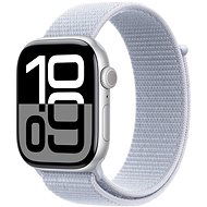 Apple Watch Series 10 42 mm Cellular Srieborný hliník s oblačne modrým prevliekacím remienkom - Smart hodinky