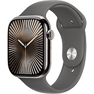 Apple Watch Series 10 46mm Cellular Titan Natur mit Steingrau Sportarmband - M/L - Smartwatch