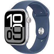 Apple Watch Series 10 46 mm Strieborný hliník s denimovým športovým remienkom – S/M - Smart hodinky