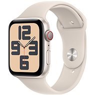 Apple Watch SE Cellular 44 mm Hviezdne biely hliník s hviezdne bielym športovým remienkom – S/M - Smart hodinky