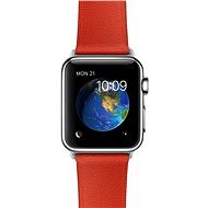 Apple Watch 38 mm-es rozsdamentes acéltok, piros bőr szíj klasszikus csattal - Okosóra