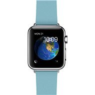 Apple Watch 38mm Edelstahlgehäuse mit modernem Lederarmband Hellblau - Größe S - Smartwatch