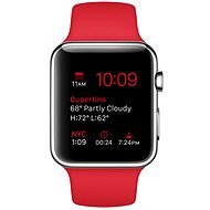 Apple Watch 42 mm-es rozsdamentes acél tok piros sportszíjjal - Okosóra