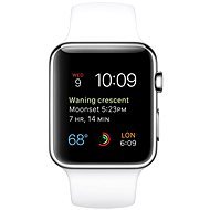 Apple Watch 42mm Nerez oceľ s bielym remienkom - Smart hodinky