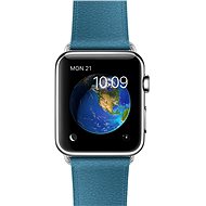 Apple Watch 42 mm Edelstahl mit klassischem Lederarmband Marine-Blau - Smartwatch