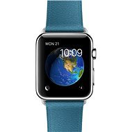 Apple Watch 42 mm Antikorová oceľ s námornícky modrým remienkom s klasickou prackou - Smart hodinky
