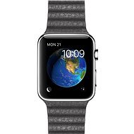 Apple Watch 42mm stainless steel with a storm-grey leather band - M size - Smart Watch