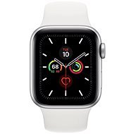 Apple Watch Series 5 40mm, ezüstszínű alumíniumtok fehér sportszíjjal - Okosóra