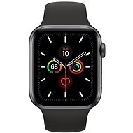 Apple Watch Series 5 44 mm Vesmírne sivý hliník s čiernym športovým remienkom - Smart hodinky