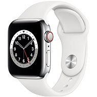 Apple Watch Series 6 - 40 mm Cellular Silver Edelstahl mit weißem Sportarmband - Smartwatch