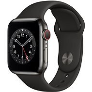 Apple Watch Series 6 - 40 mm Cellular Graphite Edelstahl mit schwarzem Sportarmband - Smartwatch
