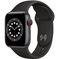 Apple Watch Series 6 - 44 mm Cellular Space Grey Aluminium mit schwarzem Sportarmband - Smartwatch
