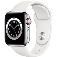 Apple Watch Nike Series 6 44mm Cellular Silver Stainless Steel with White Sports Strap - Smart Watch
