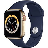 Apple Watch Nike Series 6 - 44 mm Cellular Gold Edelstahl mit marineblauem Sportarmband - Smartwatch