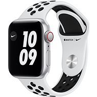 Apple Watch Nike SE 44mm Cellular Ezüstszínű alumíniumtok platinaszín-fekete Nike sportszíjjal - Okosóra
