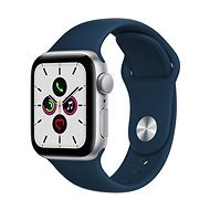 Apple Watch SE 40 mm-es ezüst alumínium, mélytengeri kék sportpánttal - Okosóra