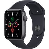 Apple Watch SE 44 mm Asztroszürke alumínium, éjfekete sportszíjjal - Okosóra