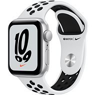 Apple Watch Nike SE 40 mm Ezüst alumínium platinaszín-fekete Nike sportszíjjal - Okosóra