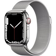Apple Watch Series 7 41mm Cellular Silver Stainless Steel with Silver Milanese Loop - Smart Watch